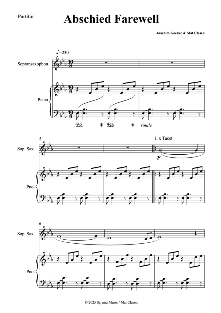 Ein stiller Dialog inspiriert von Bach und Gounod - Abschied Farewell für Saxophon und Piano