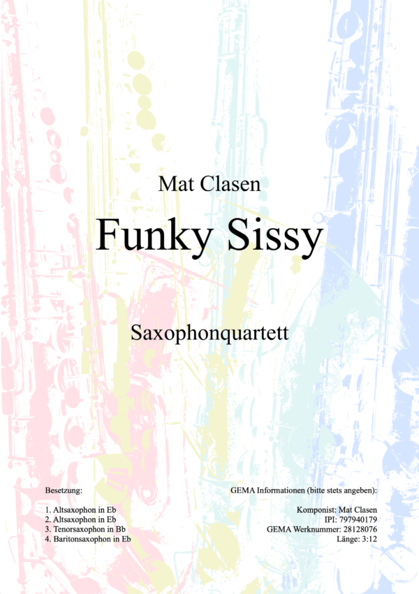 Funky Sissy Partitur und Einzelstimmen für Saxophonquartett (PDF-Download)