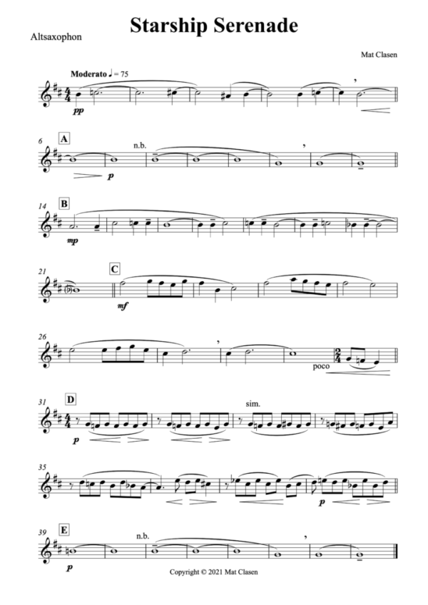 Starship Serenade Einzelstimme Altsaxophon (PDF-Download)