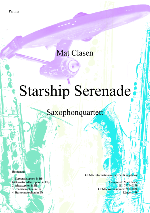 Starship Serenade Partitur und Einzelstimmen für Saxophonquartett (PDF-Download)
