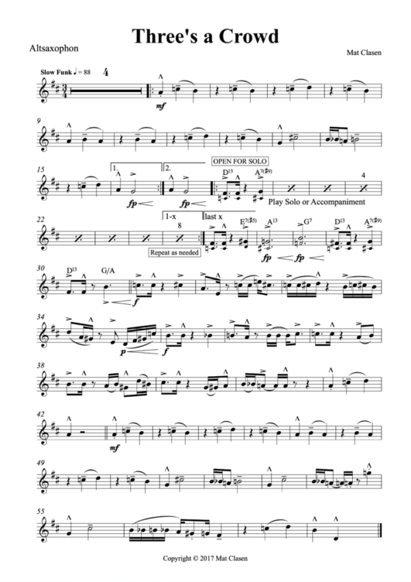 Three's a Crowd Einzelstimme Altsaxophon (PDF-Download)